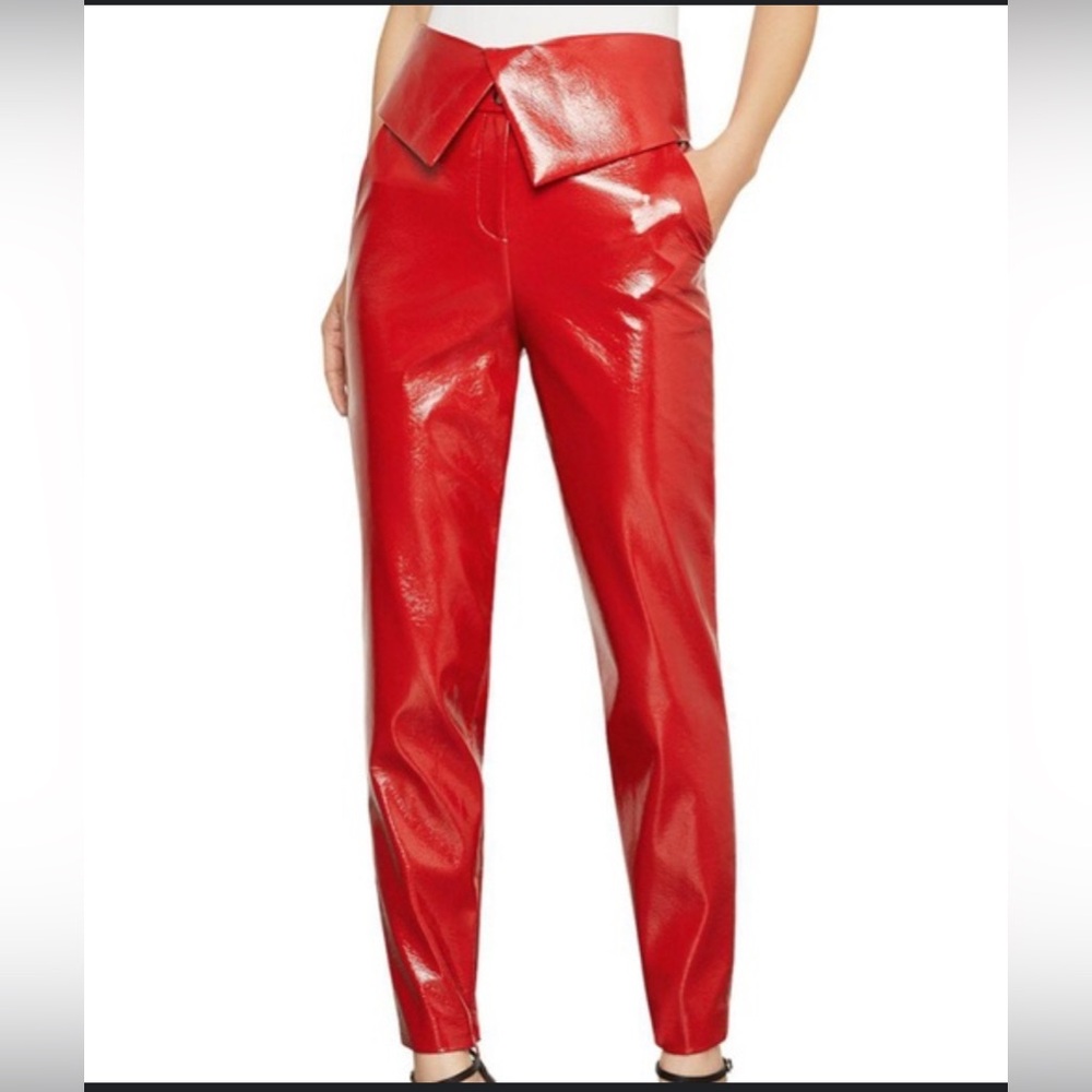 BCBG Faux Patent Red Leather Pants XXS
